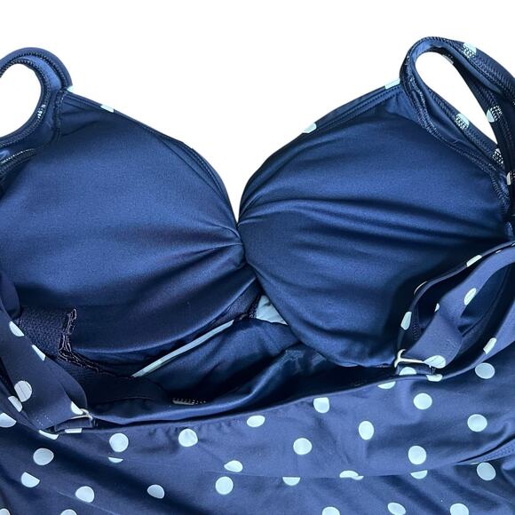 Lands' End Navy Blue Polka Dot Tankini Swim Tank Top Plus 16D NWT - Picture 9 of 10